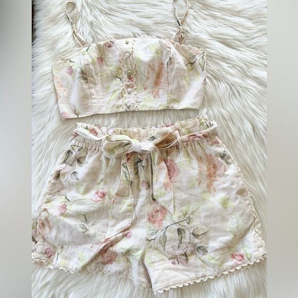 Caroline Constas Floral Linen Shorts & Top Set Size Small Retail $400 - Picture 5 of 16